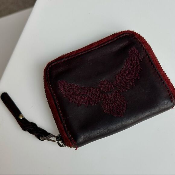 Zadig & Voltaire Small Leather Wallet ID Holder Wine Color Zip Around Closure - Picture 2 of 11